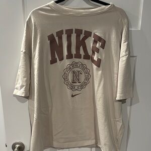 Nike Beige and Brown Logo Tee
